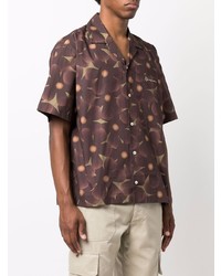 Chemise à manches courtes à fleurs marron foncé Jacquemus