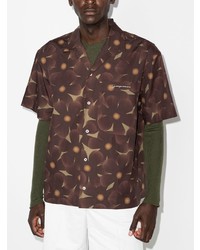 Chemise à manches courtes à fleurs marron foncé Jacquemus