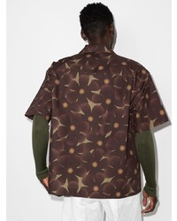 Chemise à manches courtes à fleurs marron foncé Jacquemus