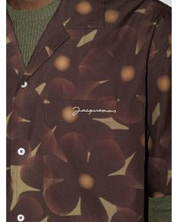 Chemise à manches courtes à fleurs marron foncé Jacquemus