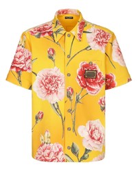 Chemise à manches courtes à fleurs moutarde Dolce & Gabbana