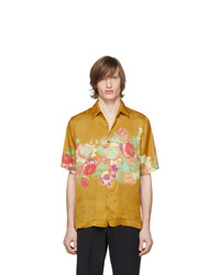 Chemise à manches courtes à fleurs moutarde Dries Van Noten
