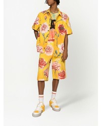 Chemise à manches courtes à fleurs moutarde Dolce & Gabbana