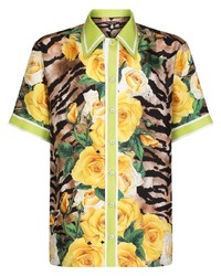 Chemise à manches courtes à fleurs multicolore Dolce & Gabbana