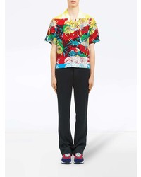 Chemise à manches courtes à fleurs multicolore Prada