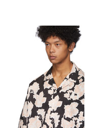 Chemise à manches courtes à fleurs noire et blanche McQ Alexander McQueen