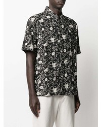 Chemise à manches courtes à fleurs noire et blanche Isabel Marant