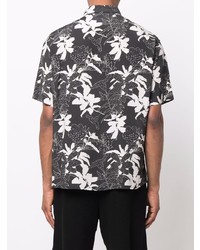 Chemise à manches courtes à fleurs noire et blanche Laneus