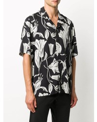 Chemise à manches courtes à fleurs noire et blanche Paul Smith