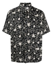 Chemise à manches courtes à fleurs noire et blanche Isabel Marant