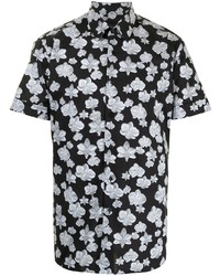 Chemise à manches courtes à fleurs noire et blanche Karl Lagerfeld