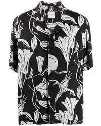 Chemise à manches courtes à fleurs noire et blanche Paul Smith