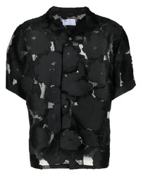 Chemise à manches courtes à fleurs noire 4SDESIGNS