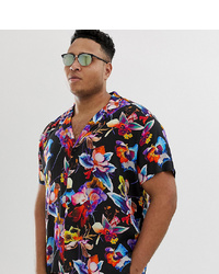 Chemise à manches courtes à fleurs noire ASOS DESIGN