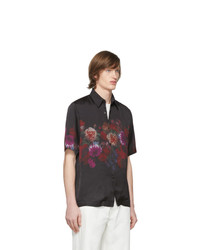 Chemise à manches courtes à fleurs noire Dries Van Noten