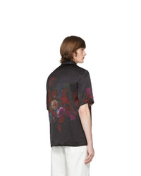 Chemise à manches courtes à fleurs noire Dries Van Noten