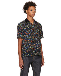 Chemise à manches courtes à fleurs noire Sacai