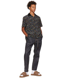 Chemise à manches courtes à fleurs noire Sacai