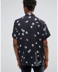 Chemise à manches courtes à fleurs noire Asos