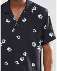 Chemise à manches courtes à fleurs noire Asos