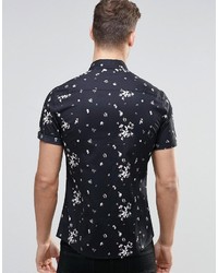 Chemise à manches courtes à fleurs noire Asos