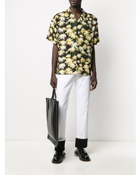 Chemise à manches courtes à fleurs noire Loewe