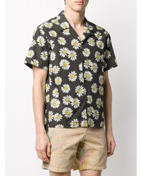 Chemise à manches courtes à fleurs noire John Elliott