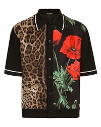 Chemise à manches courtes à fleurs noire Dolce & Gabbana