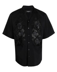 Chemise à manches courtes à fleurs noire DSQUARED2