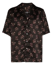 Chemise à manches courtes à fleurs noire Edward Crutchley