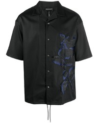 Chemise à manches courtes à fleurs noire Emporio Armani