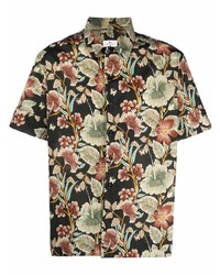 Chemise à manches courtes à fleurs noire Etro