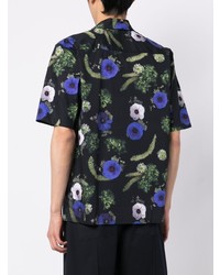 Chemise à manches courtes à fleurs noire Sunspel