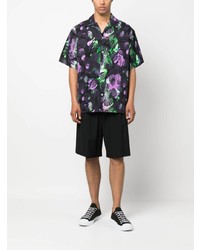 Chemise à manches courtes à fleurs noire MSGM