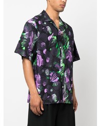 Chemise à manches courtes à fleurs noire MSGM