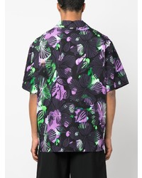 Chemise à manches courtes à fleurs noire MSGM