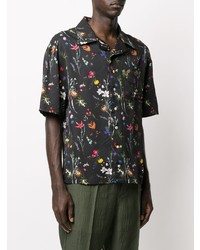 Chemise à manches courtes à fleurs noire Ih Nom Uh Nit