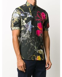 Chemise à manches courtes à fleurs noire Alexander McQueen