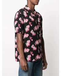 Chemise à manches courtes à fleurs noire Gucci