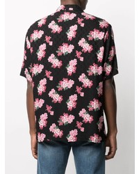 Chemise à manches courtes à fleurs noire Gucci