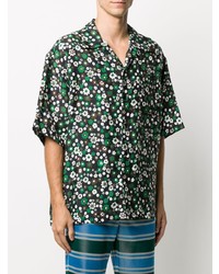 Chemise à manches courtes à fleurs noire Marni