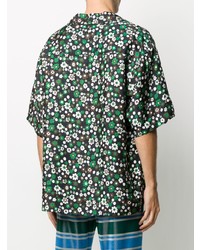 Chemise à manches courtes à fleurs noire Marni