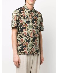 Chemise à manches courtes à fleurs noire Etro