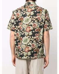 Chemise à manches courtes à fleurs noire Etro