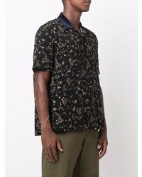 Chemise à manches courtes à fleurs noire Sacai