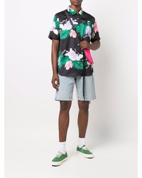 Chemise à manches courtes à fleurs noire RIPNDIP