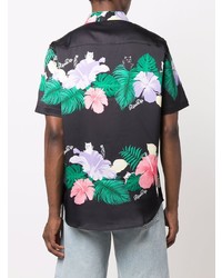 Chemise à manches courtes à fleurs noire RIPNDIP