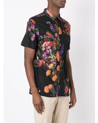 Chemise à manches courtes à fleurs noire OSKLEN