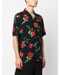 Chemise à manches courtes à fleurs noire Endless Joy
