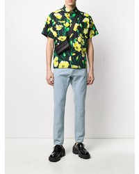 Chemise à manches courtes à fleurs noire MSGM